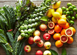 a group of fruits and vegetables on a wood surface Healthy Weight Loss Diets Scotstounhill